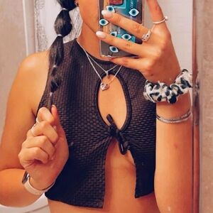 PrettyLittleThing Brown Textured Tank Top